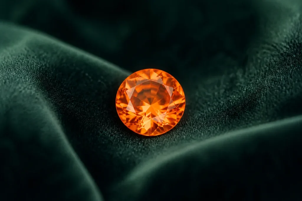 Round orange spessartite garnet