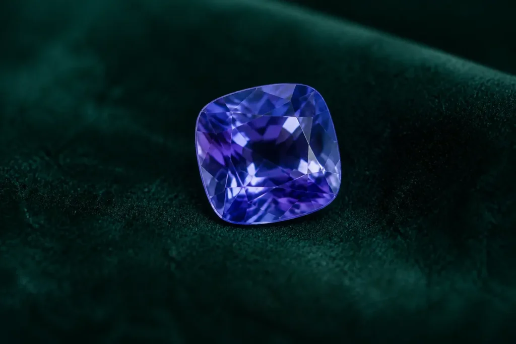 Cushion-cut blue-violet tanzanite